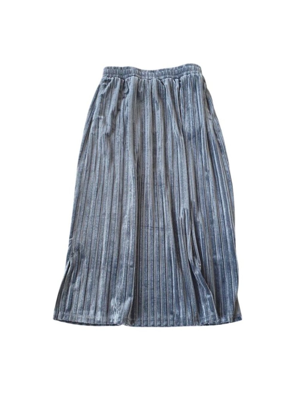 Downeast Womens Elastic Waist Maxi Skirt Gray Pleated Striped Sasha Velvet Small
